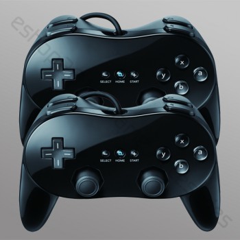 Two Non-OEM Classic Controller Pro (Black) for Nintendo Wii